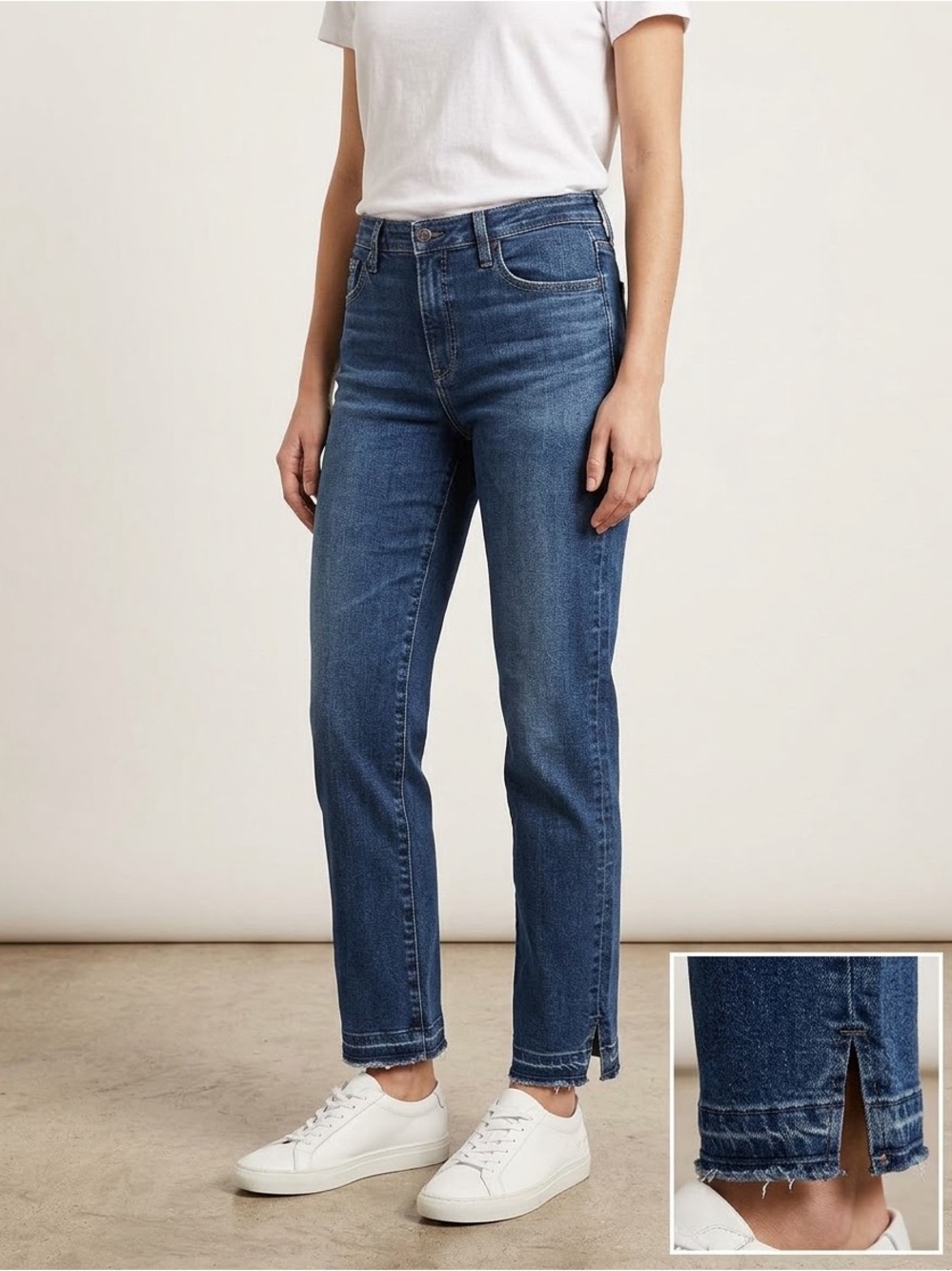 AG Jeans The Isabelle High Rise Straight Crop split Raw Hem Size 31R